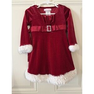 Bonnie Baby Christmas Dress 24 Months Red Glitter Fur Trim Holiday Formal Wear
